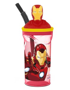 Bicchiere con cannuccia 3D Tritan - Iron Man