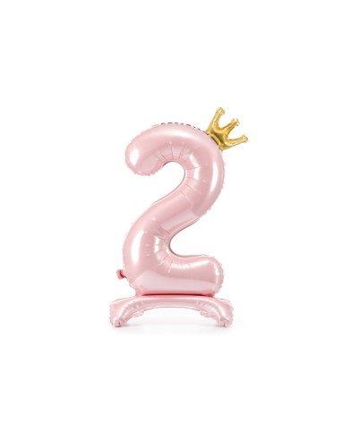 Palloncino mylar standing Cm. 84 - Numero 2 con corona Light Pink