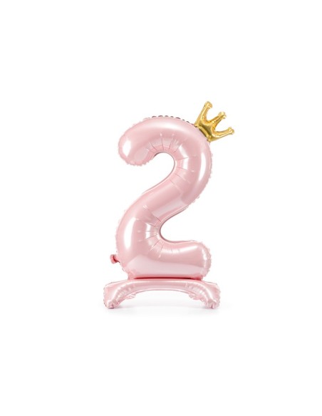 Palloncino mylar standing Cm. 84 - Numero 2 con corona Light Pink