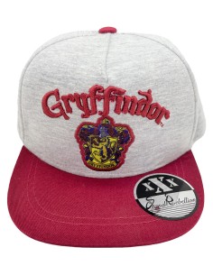 Cappello con visiera Hip Hop Harry Potter Gryffindor rosso con scritta a rilievo 2