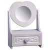Portagioie in legno con specchio cuore e cassetto Cm. 27x19x13