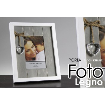 Portafoto Legno Con Cuore Cm. 15x20