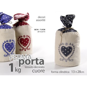 Fermaporta in tessuto a sacco "Hearts" Cm. 28x13 Kg. 1