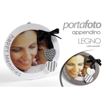 Portafoto in legno mdf da appendere "Happy Memories" Cm. 13x13