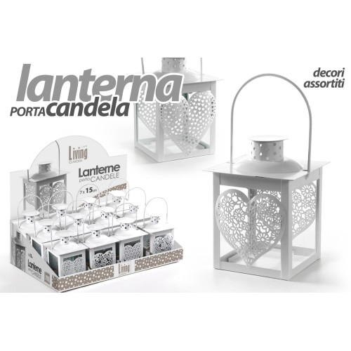 Lanterna porta candela in metallo Heart Cm. 12x24