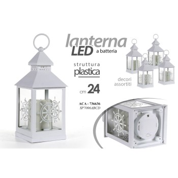 Lanterna in plastica con candela a led Cm. 24 - Soggetti assortiti