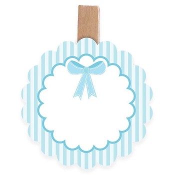 Set 6 mollette chiudipacco/segnaposto Cm. 4,5x6 – Battesimo celeste