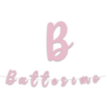 Festone scritta italic Cm. 300 – Battesimo rosa