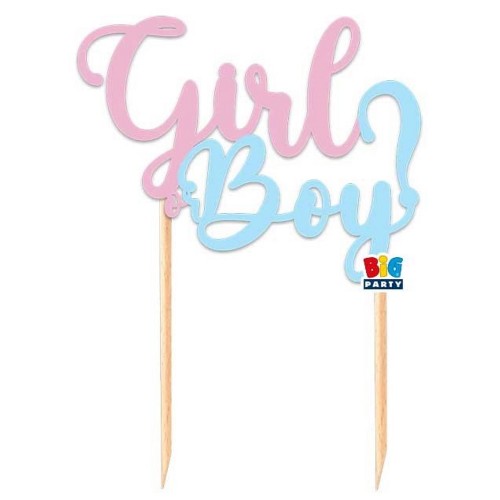 Cake topper italic Cm. 18x21 - Boy or Girl