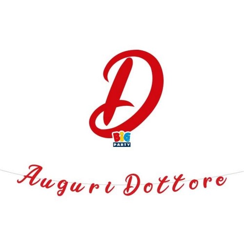 Festone scritta italic Auguri Dottore Multicolor Cm. 300