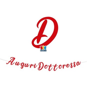Festone scritta italic Auguri Dottoressa Multicolor Cm. 300