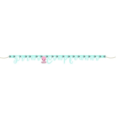 Festone banner scritta Cm. 210 - Primo compleanno celeste
