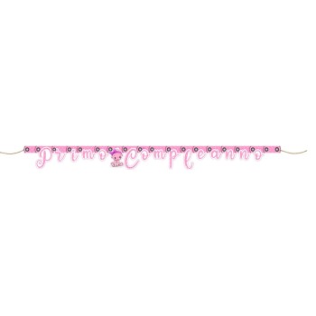 Festone banner scritta Cm. 210 - Primo compleanno rosa