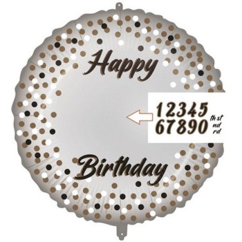 Palloncino mylar 18" Cm. 46 Happy Birthday confetti personalizzabile con anni
