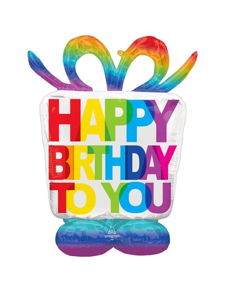 Palloncino mylar Airloonz Pacco regalo Happy Birthday to you Cm. 127x96