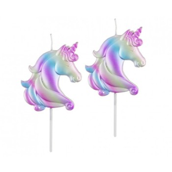 Candelina per torta sagomata Unicorno Rainbow - Blister 2 pezzi