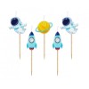 Candeline per torta picks Astronauta spazio - Blister 5 pezzi
