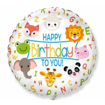 Palloncino mylar minishape Happy Birthday to you Fattoria - Blister 5 pezzi