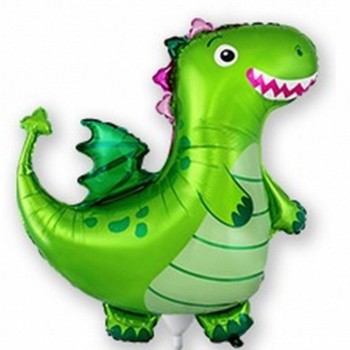 Palloncino mylar minishape Dinosauro simpatico Verde - Blister 5 pezzi