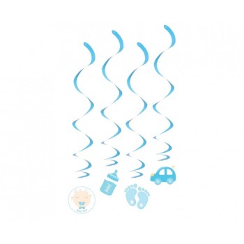 Festone pendente swirls Baby Boy - Blister 4 pezzi - Cm. 60