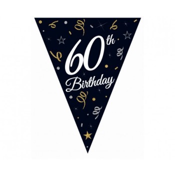 Festone ghirlanda bandierine in carta Cm. 270 - 60th Birthday
