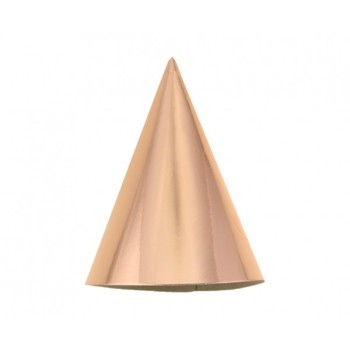 Cappellini cono party - Rosa Gold metallizzati - Blister 5 pezzi