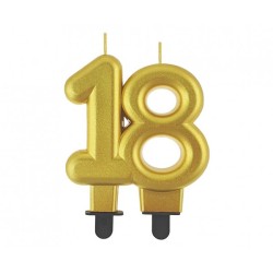 Candelina per torta numero doppio H. cm. 8 - Oro Gold metallizzato - Nr. 18