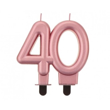 Candelina per torta numero doppio H. cm. 8 - Rosa Gold metallizzata - Nr. 40