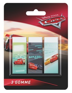 Blister 3 gomme per cancellare - Cars