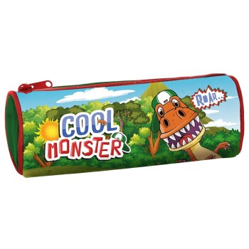 Astuccio cilindro tombolino in tessuto Cm. 23x8 - Dinosauro