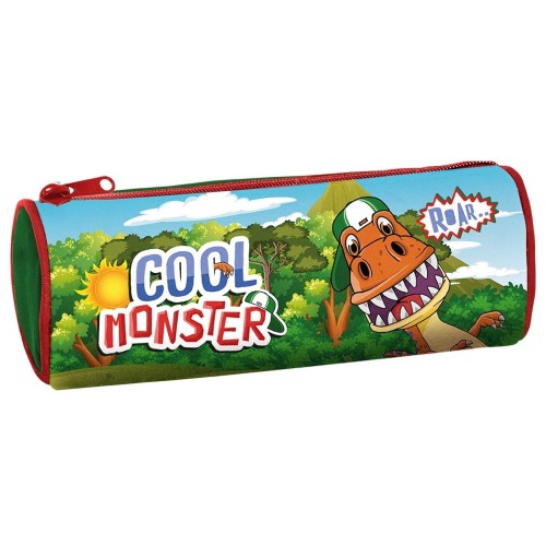 Astuccio cilindro tombolino in tessuto Cm. 23x8 - Dinosauro
