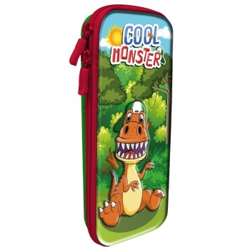 Astuccio rettangolare con zip 3D Cm. 23x10 - Dinosauro