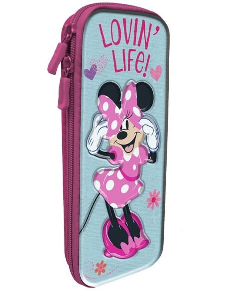 Astuccio rettangolare con zip 3D Cm. 23x10 - Minnie