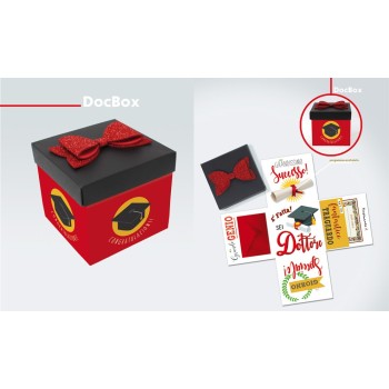 Scatola sorpresa Skatush Box Cm. 11x11x11 con fiocco glitter - Laurea Dottore