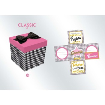 Scatola sorpresa Skatush Box Cm. 11x11x11 con fiocco glitter - Classic Lei