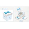 Scatola sorpresa Skatush Box Cm. 11x11x11 con fiocco glitter - Battesimo Boy