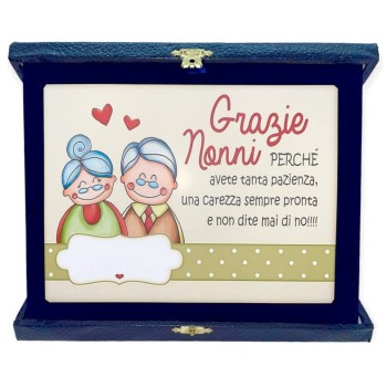 Targa con cofanetto rettangolare Cm. 23x18 - Grazie nonni