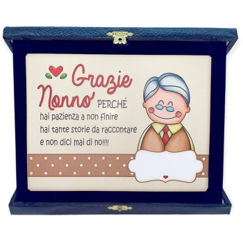 Targa con cofanetto rettangolare Cm. 23x18 - Grazie nonno
