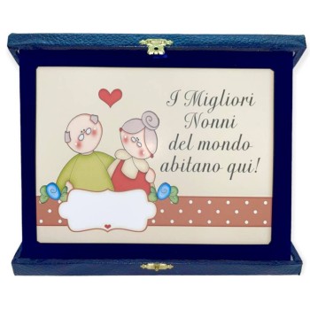 Targa con cofanetto rettangolare Cm. 23x18 - I migliori nonni del mondo abitano qui