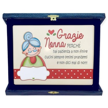 Targa con cofanetto rettangolare Cm. 23x18 - Grazie nonna