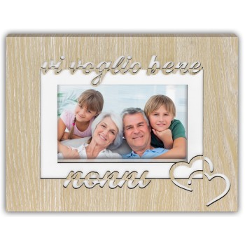 Portafoto legno "Vi voglio bene nonni" Cm. 26x21 - Foto cm. 10x15