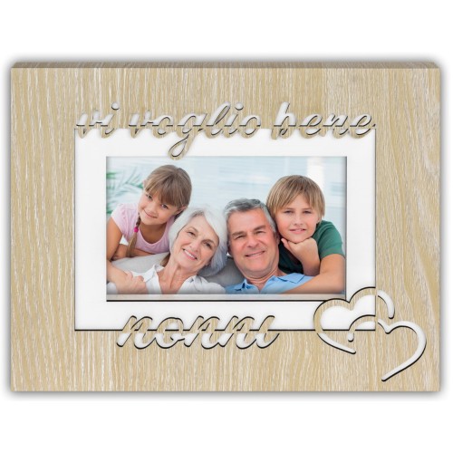 Portafoto legno "Vi voglio bene nonni" Cm. 26x21 - Foto cm. 10x15