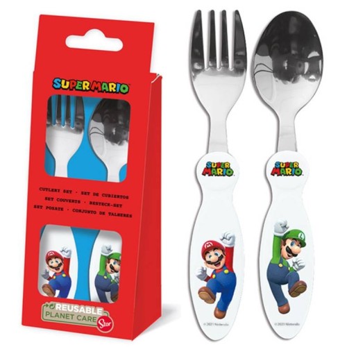 Set 2 posate acciaio - Super Mario