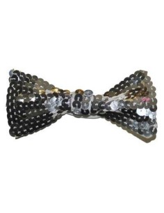 Papillon con elastico e paillettes - Silver