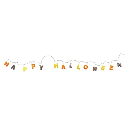 Filo di luci led a batteria scritta «Happy Halloween» Cm. 130