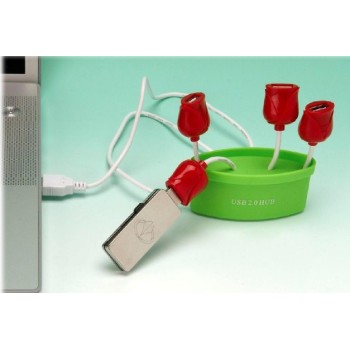 Hub USB vaso tulipani 4 porte verde