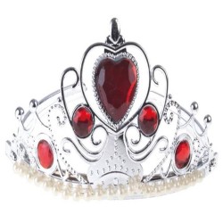 Cerchietto coroncina tiara con diamanti e perle - Silver