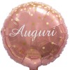 Palloncino mylar 18" Cm. 45 - Auguri rosa gold con coriandoli oro