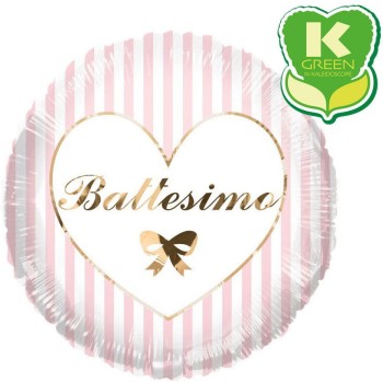 Palloncino mylar 18" Cm. 46 - Battesimo rosa righe
