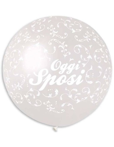 Palloncino lattice mongolfiera 31" Cm. 80 Oggi Sposi bianco perlato